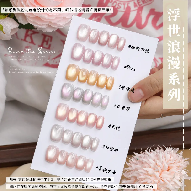 

7 Colors 12g Glass Bead Cat MagnetiNail Gel Polish Candy Color Semi Permanent Soak Off UV Gel Crystal Varnis Nail Art Manicure