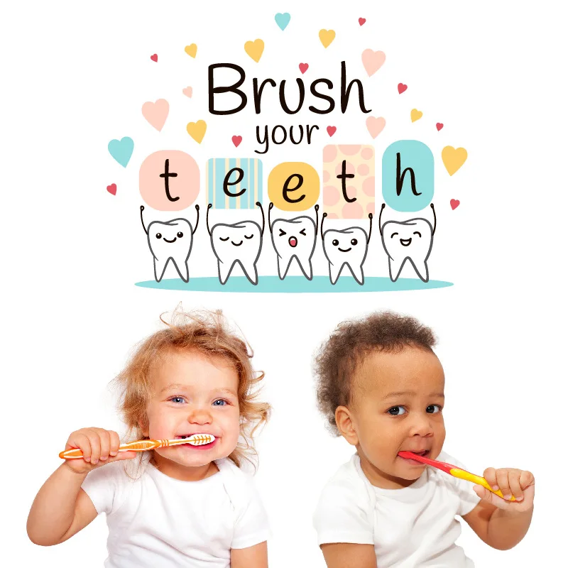 Caring For Dental Health Bathroom Modern Art Wall Sticker PVC Waterproof Self-adhesive Easy To Tear And Install Home Decor