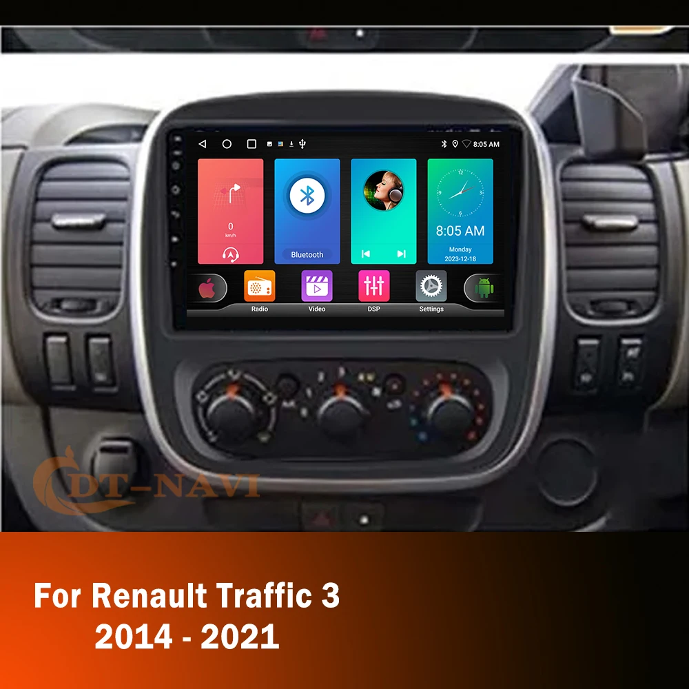 Android 14 For Renault Traffic 3 2014-2021 For Opel Vivaro B 2014 - 2018 Multimedia Car Player Auto Radio Navigation GPS Stereo