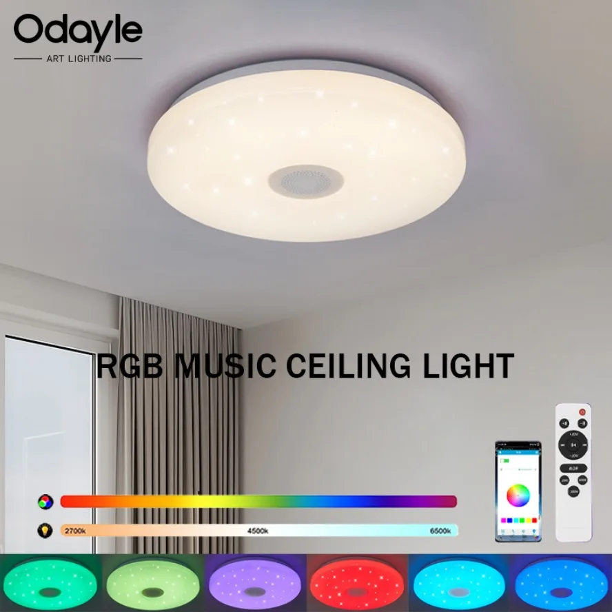 Lampu plafon LED Modern, lampu dekorasi Interior kamar tidur ruang tamu, lampu langit-langit LED Modern cerdas aplikasi Remote Control