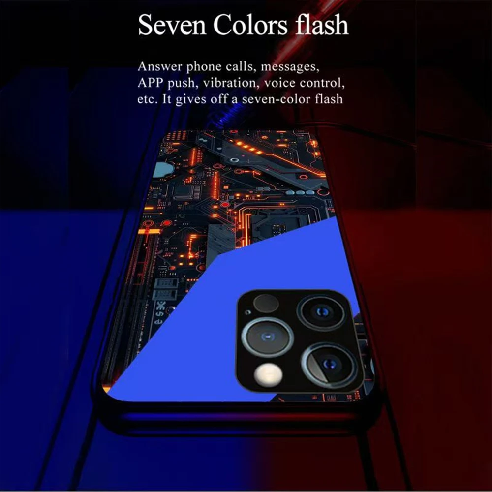 Leiterplatten-Kern-Design LED-Handyhülle Sprachgesteuerte Beleuchtung Handycover für iPhone Air 18 17 16 E 15 14 13 12 11 Pro Max – Detail 24