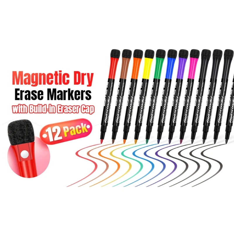 Whiteboard-Stifte, magnetische Marker, Stifte für Whiteboards mit feiner Spitze, farbige Whiteboard-Marker, löschbare, trocken