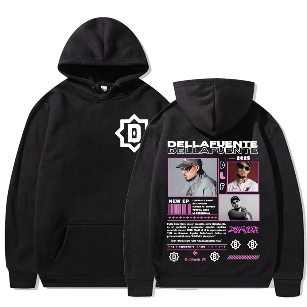 Rapper Dellafuente 2025 ทัวร์Hoodiesผู้ชายผู้หญิงแฟชั่นวินเทจแขนยาวPullovers CasualคุณภาพสูงSweatshirt Hoodie