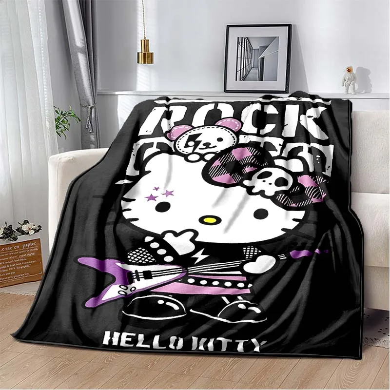 Sanrio Hello Kitty Cartoon Room Warm Blanket Comfortable Soft Portable Travel Picnic Blanket Gift for Family or Friends