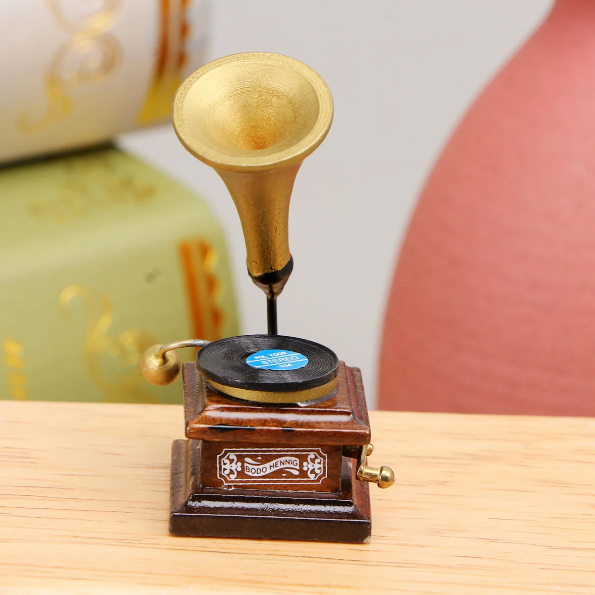 Mini Haus Grammophon Ornament Mini Retro Phonograph Dekor Mini Möbel Modell Zubehör Mini Haus Möbel