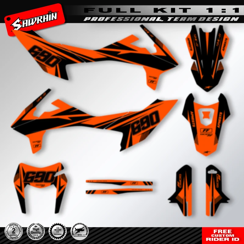 

Sawrain Custom Dirtbike Graphics Motorcycle Sticker Kits for KTM 690 SMC R 690 Enduro R 2019 2020 2021