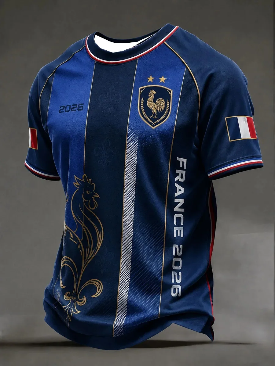 2026 New France Football Jersey Y2K Oversized T-shirt Suitable for Daily and Training Wear Quick Drying, Fashionable and Casual