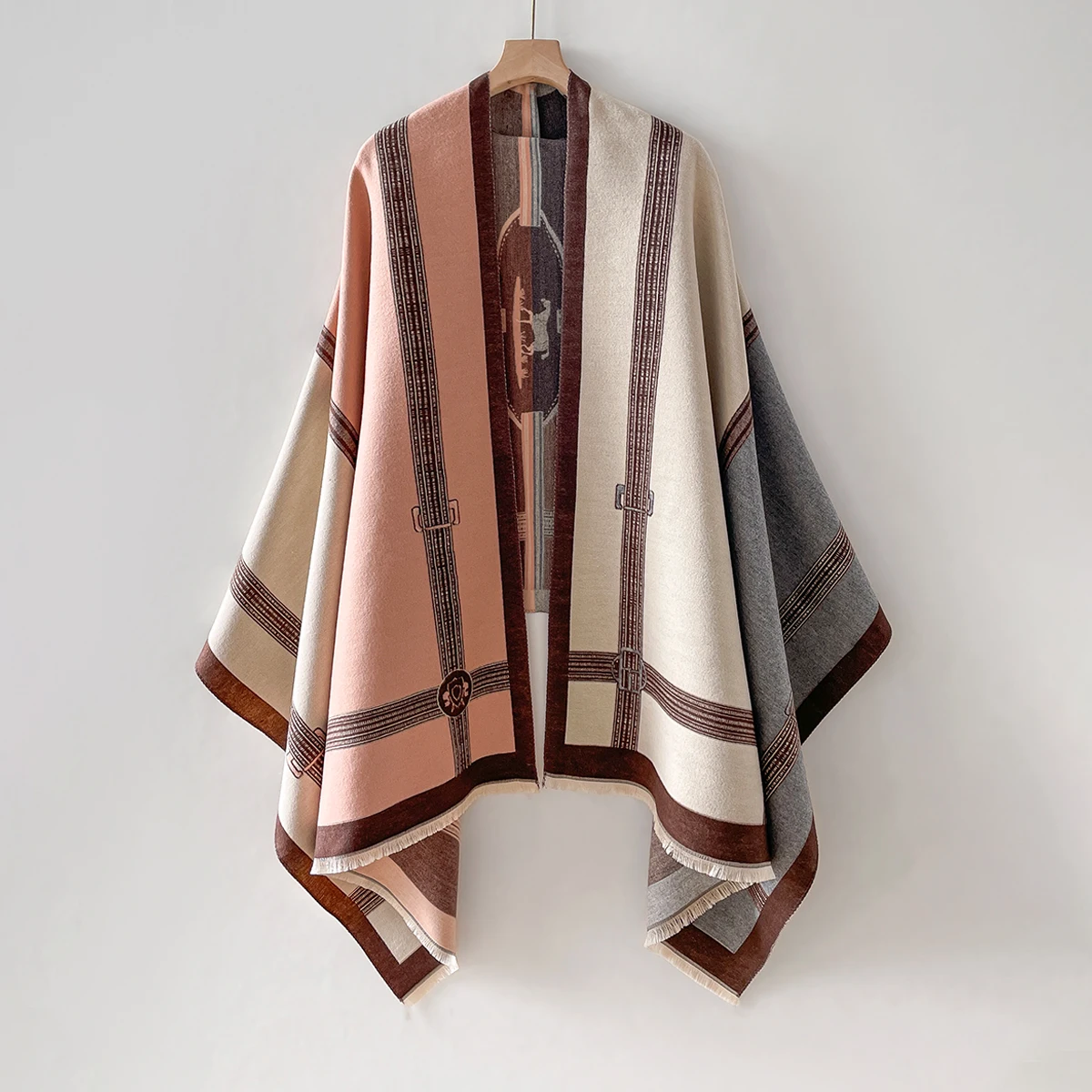 

New Luxury Brand Two-Sided Jacquard Scarf Cashmere Soft Warm Fringe Pashmina The Horse Shawl Winter Coldproof Windproof Blanket