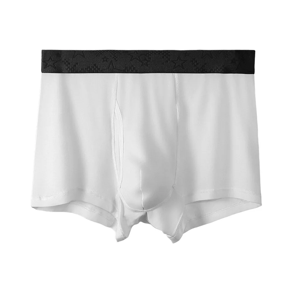 Men's Mid Waist Trunks with 3D U Convex Pouch for Natural Support and Airflow Separation Solid Underwear Style