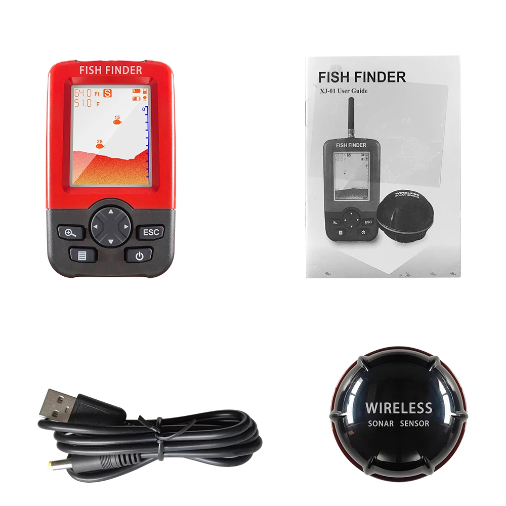 FindFish جهاز كشف الأسماك اللاسلكي المحمول XJ01 Sonar Fishing Echo Sounder Detector - ملحقات الصيد