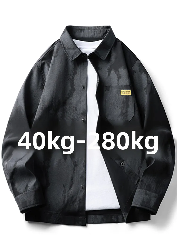 

Long Sleeve Men's Shirt Gradual Color Spring Autumn Style plus Size Loose Fit Printed Casual Shirt Polyester Fiber Youth Fashion