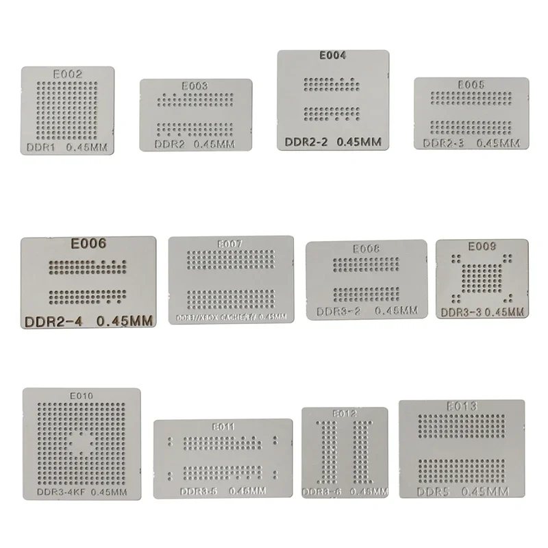 12pcs Memory BGA Stencil Reballing Electronic Welding Tool Kit For RAM DDR1 DDR2 DDR2-2 DDR2-3 DDR2-4 DDR3 DDR3-4 DDR3-6 DDR5