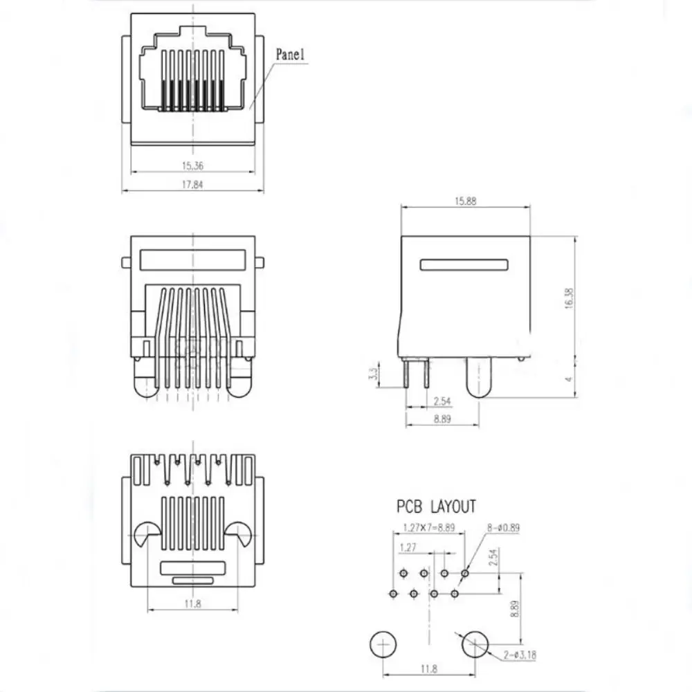 5Pcs New Vertical Telephone Connector Female Connector Connector Female 180 Degree Crystal Head Telephone Line