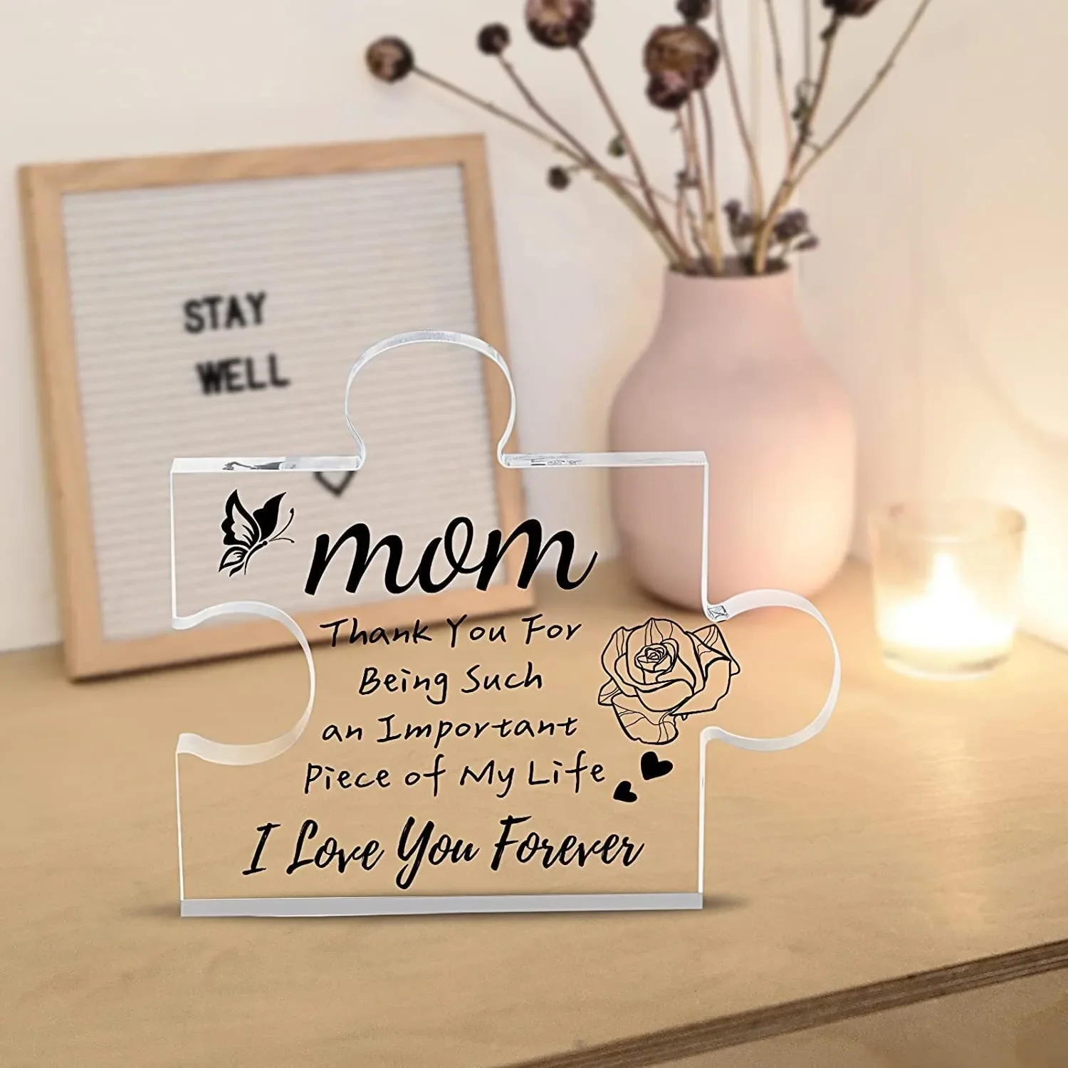 Engraved Puzzle, Mum Sweet Present Engraved Acrylic Block Puzzle Mother\'s Day Gifts Birthday Surprises Gift Ornaments Home Decor