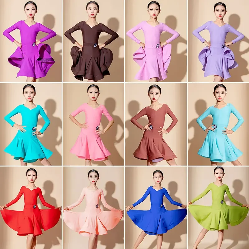 Children's Latin Dance Rules Competition Dance Dress Girls Professional New International Standard Competition Dress Dance Skirt