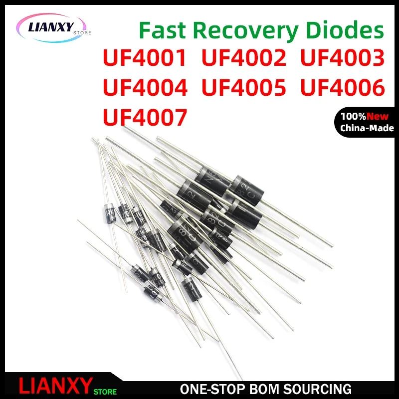 

50pcs DO-41 UF4001 UF4002 UF4003 UF4004 UF4005 UF4006 UF4007 Fast Recovery / High Efficiency Diodes kit