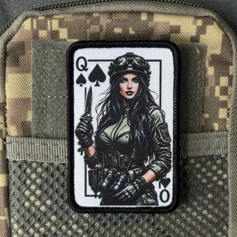 Queen of Spades Patch Tactical Morale Printing Badge Hook and Loop Backpack Clothing Decoration Accessories Stickers Armbands
