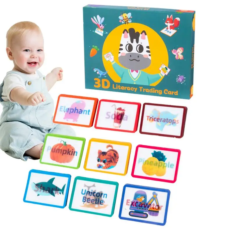 

Preschool Flash Cards 100pcs Educational Flashcards 3D Toddler Word Flash Cards Includes Transportation Animal And Fruit For