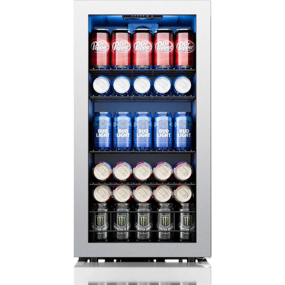 121 can small beverage refrigerator with glass doors, suitable for storing beer and soda water, suitable for households