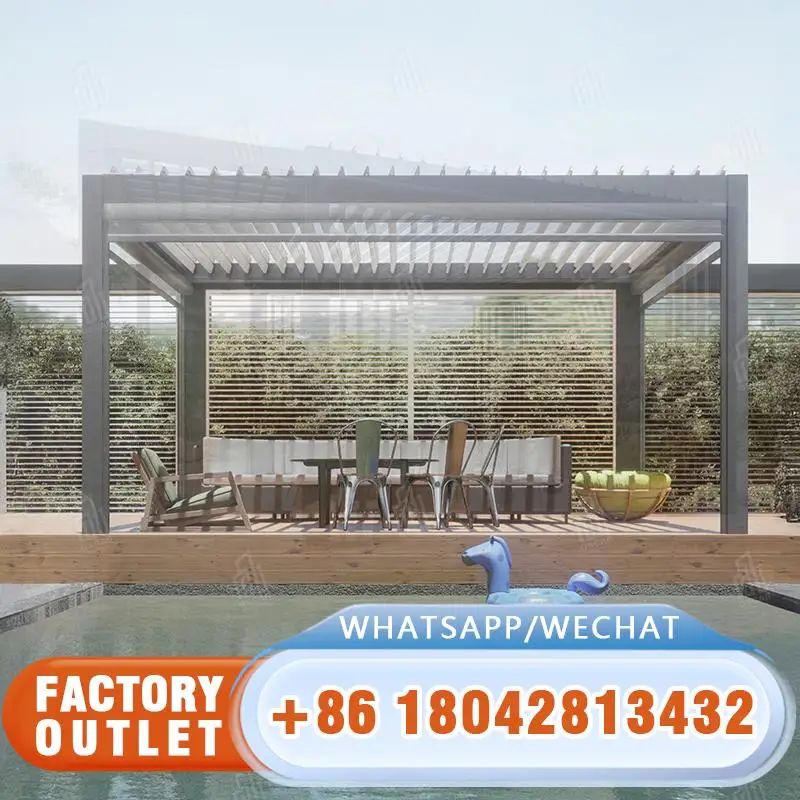 

Fixed Adjustable Sun Shade Louver Automatic Ventilation Aluminum Louver Roof for Patio Garden Balcony Pergola