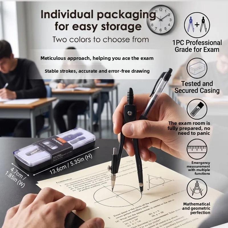 Precision Compasses with Replaceable Tips  Student Drawing and Mapping Tool Set  Suitable for Both Examination and Office Use