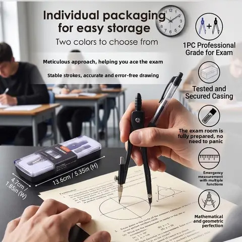 Precision Compasses with Replaceable Tips  Student Drawing and Mapping Tool Set  Suitable for Both Examination and Office Use