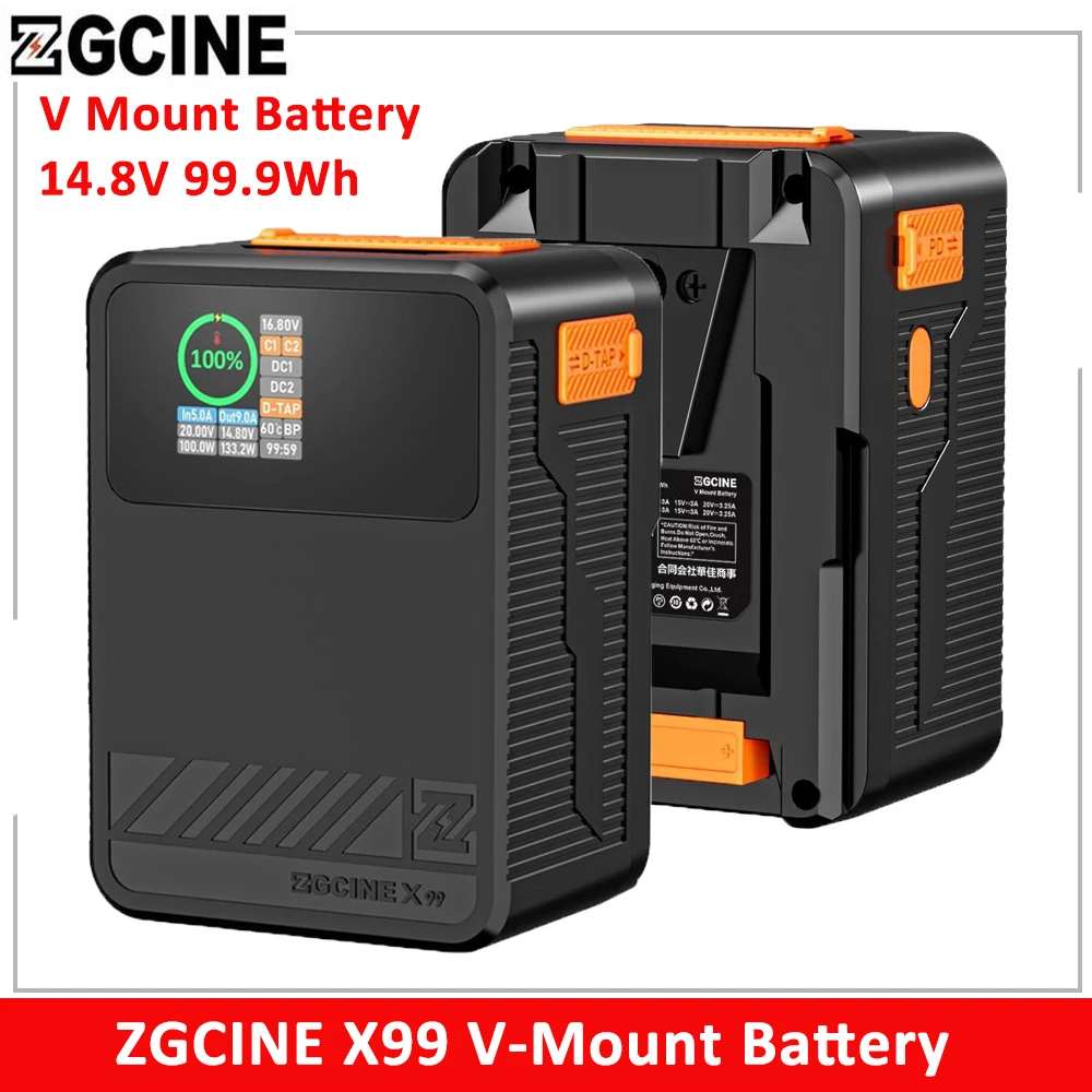 ZGCINE X99 V-Mount Battery 99Wh/14.8V V-Lock Lithium Battery Pack Auxiliary Battery Power Bank for DSLR Camera Camcorder Monitor