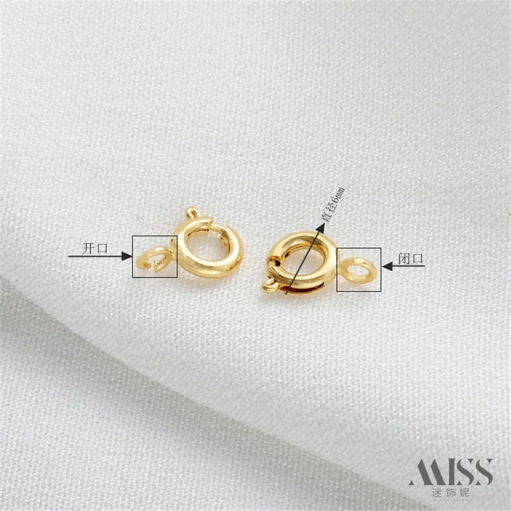 مشبك زنبركي مستدير من الذهب عيار 14 قيراط مع مشبك جراد البحر لقلادة سوار الفضة DIY وإكسسوارات صنع المجوهرات