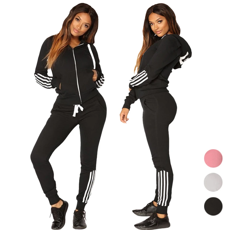 New Fashion Women Casual Hoodies Pants 2 Piece Suit Ladies Tracksuits Sports Set Jogging Autumn Zip Up Street Ladies Trousers