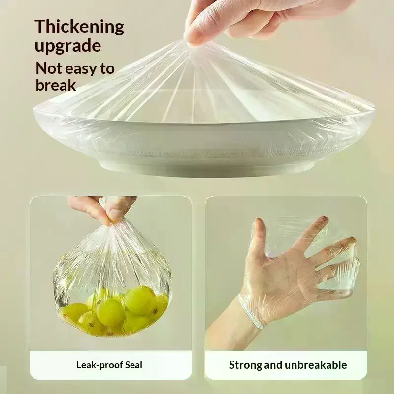 100‑Pack Disposable Elastic Food Covers, Hangable Pull‑Out Plastic Bowl Lids For Home Kitchen Refrigerator Leftovers Storage