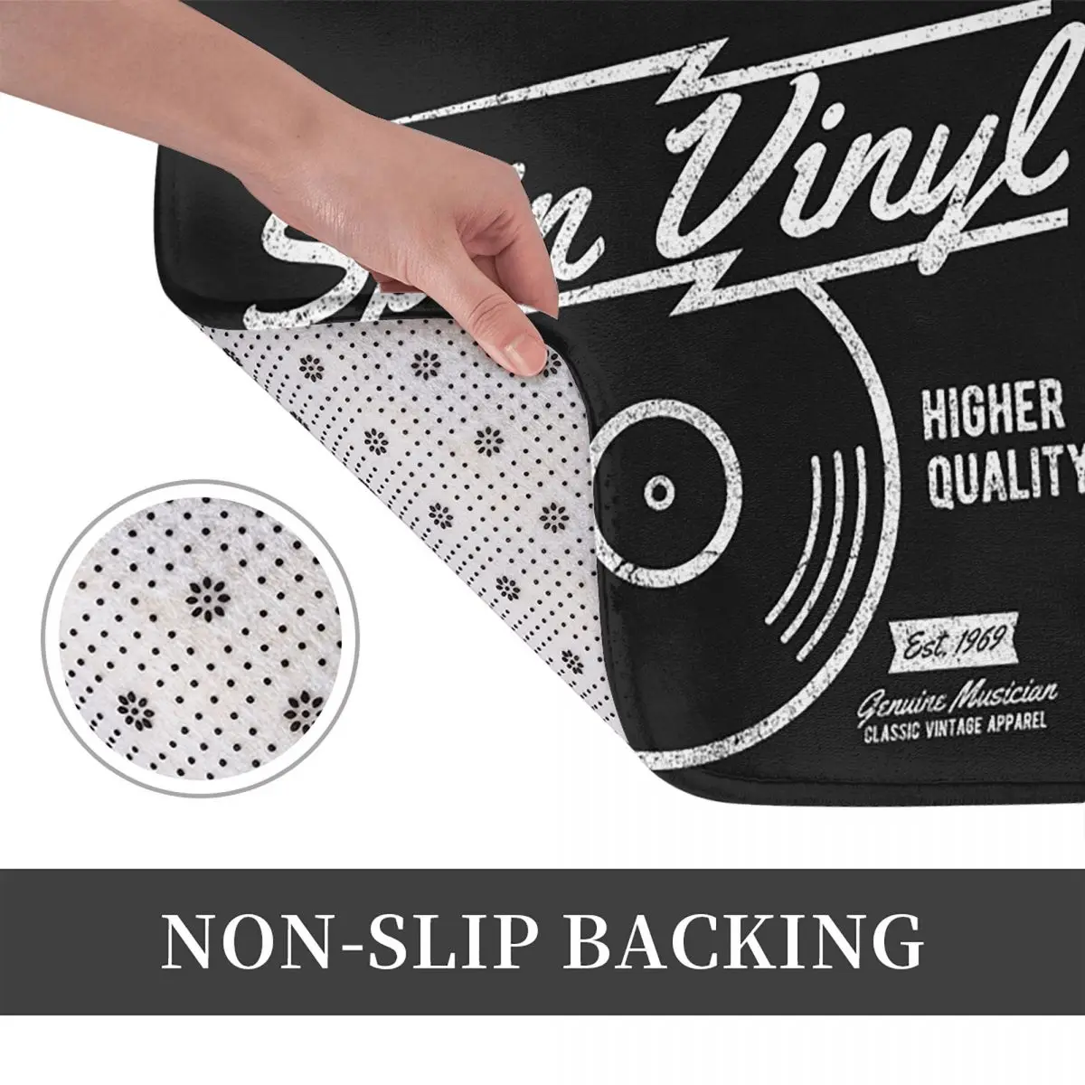 Retro Disc Player Vinyl Records Pattern Anti-slip Doormat Floor Mat Carpet Rug for Kitchen Entrance Home Bedroom Footpad Mats