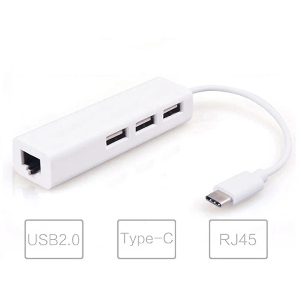 

Type C Ethernet Adapter Lan Port 3 USB 2.0 Hub USB Hub Otg for S8 Plus Note 8 G6 G7 Reliable Lan
