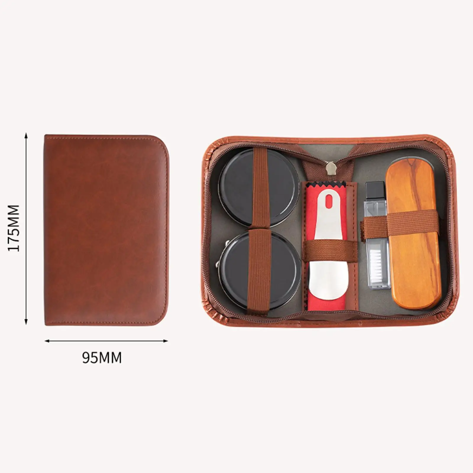 Schuhcreme-Set, Poliertücher, praktisch mit Tasche, Schuhputzer-Set aus Leder