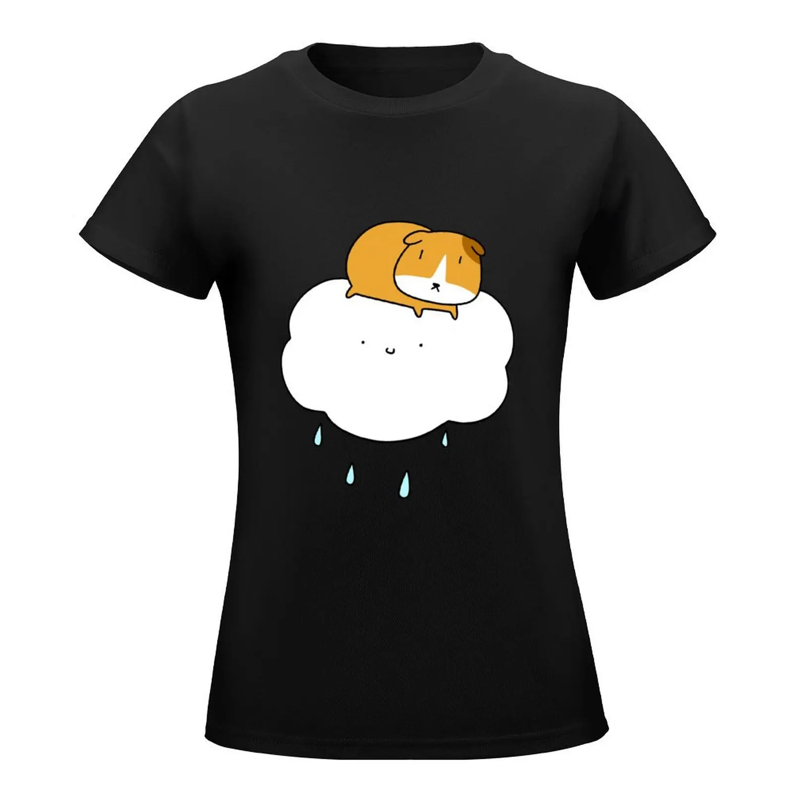 Rain Cloud Guinea Pig T-Shirt tops Blouse female lady clothes western t-shirt dress for Women