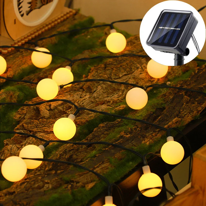 

Солнечная гирлянда, уличные маленькие шаровые фонари с 8 режимами, водонепроницаемый светильник для патио на солнечной энергии для сада, Рождества, Хэллоуина