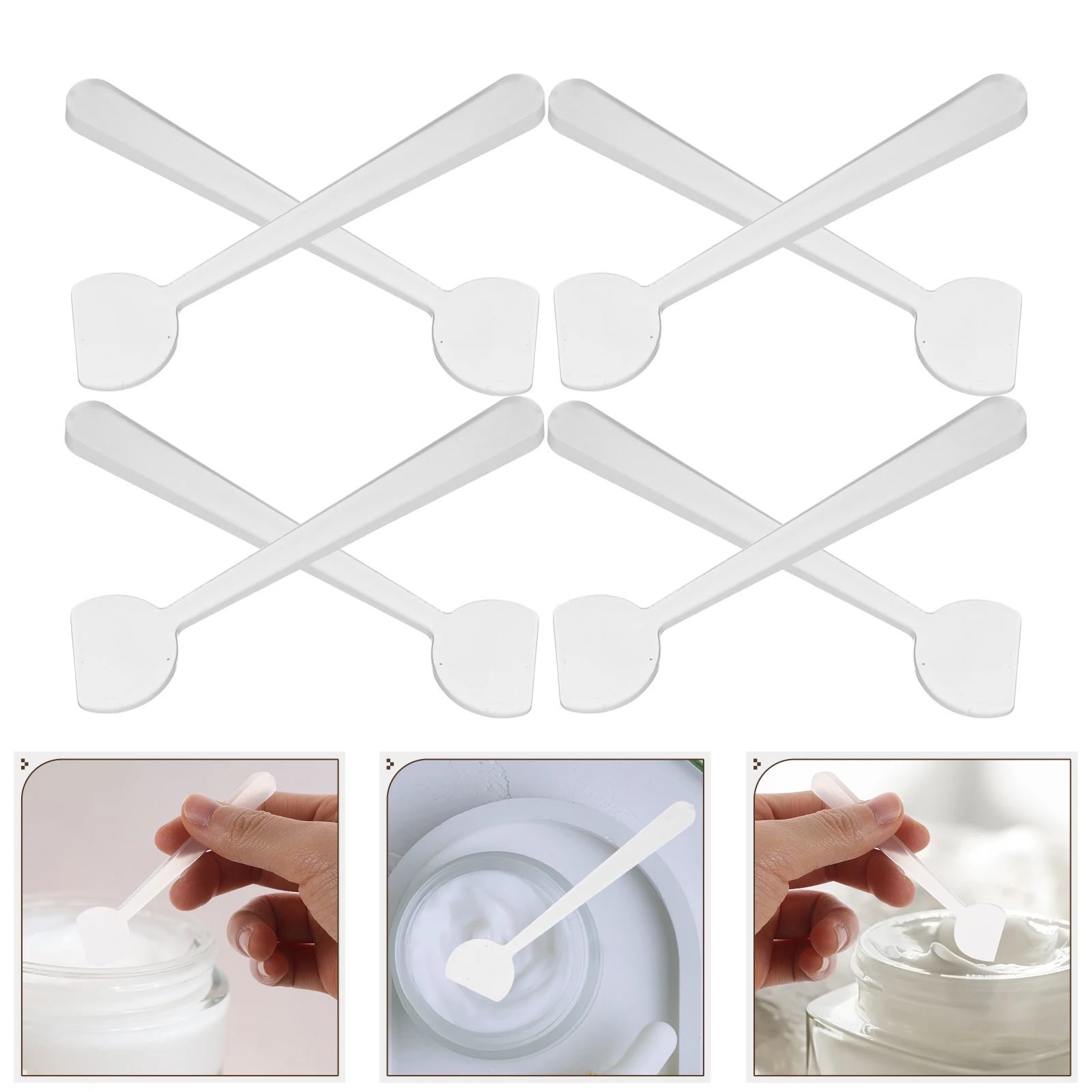 

100pcs Face Cream Spoon Skincare Mask Lotion Scoop Tool Small Plastic Spatula For Travel Home Office Mini Makeup Mixing