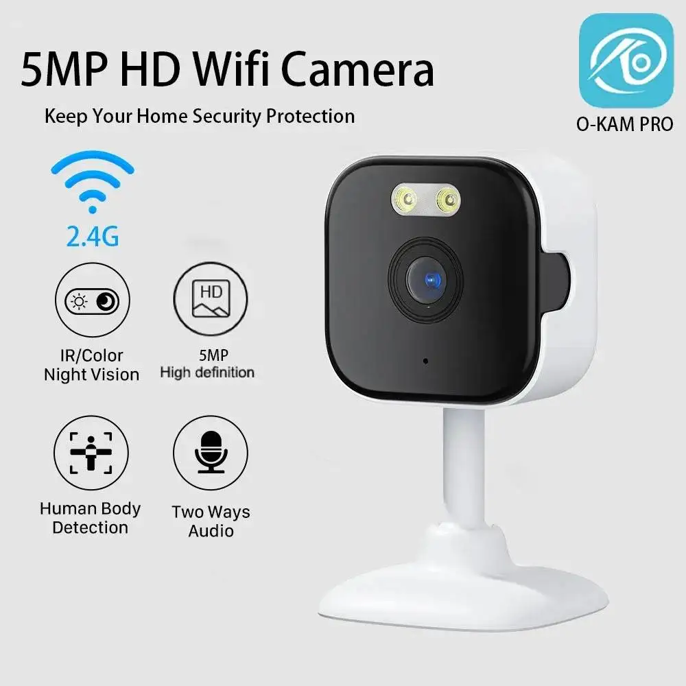 

5MP HD Wi-Fi камера видеонаблюдения для дома, миниатюрная, с ночным видением, двусторонней аудиосвязью, детектором движения человека, O-KAM 2MP IP-камера