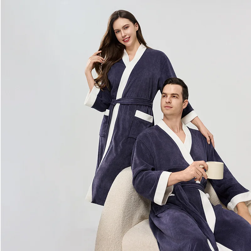 

Terry Towel Bathrobe Kimono Summer Couple Sleep Robe Home Clothes Loose Night Wear Negligee