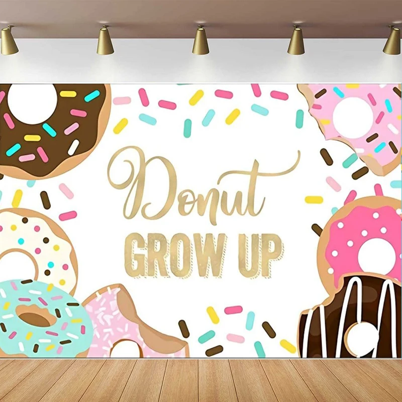 

Doughnut Photography Backdrop Sweet Candy Dessert Donut Grow Up Background Cake Table Banner Donut Birthday Party Decor Poster