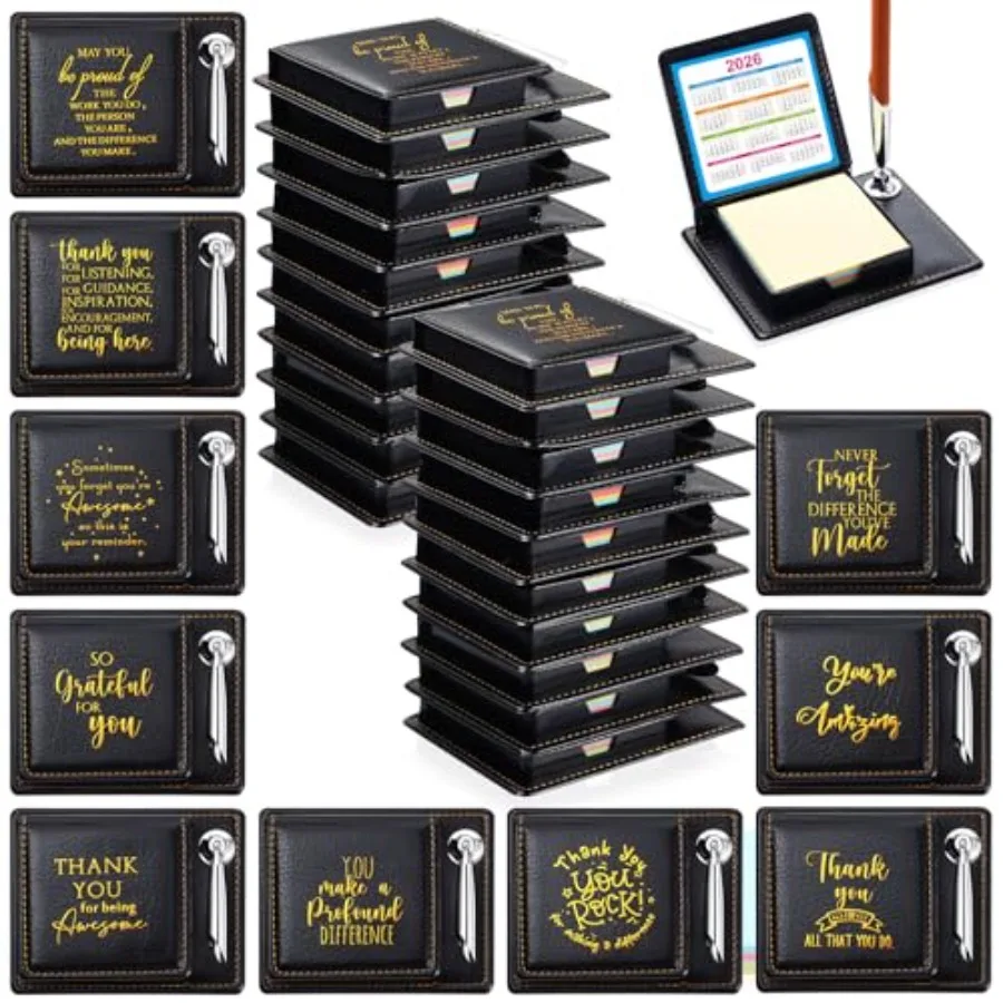 

Набор подарков для сотрудников: вдохновляющий держатель для стикеров и блокнот из искусственной кожи с календарем для мужчин и женщин