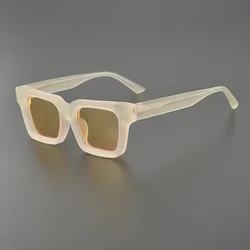 Modne damskie okulary przeciwsłoneczne retro matowe octan gruba ramka kwadratowe UV400 ręcznie robione męskie spersonalizowane okulary przeciwsłoneczne do jazdy