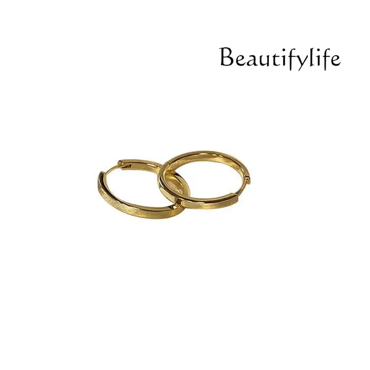 Light luxury French ring earrings, niche design sense, high-grade plain ring holiday gift, new model