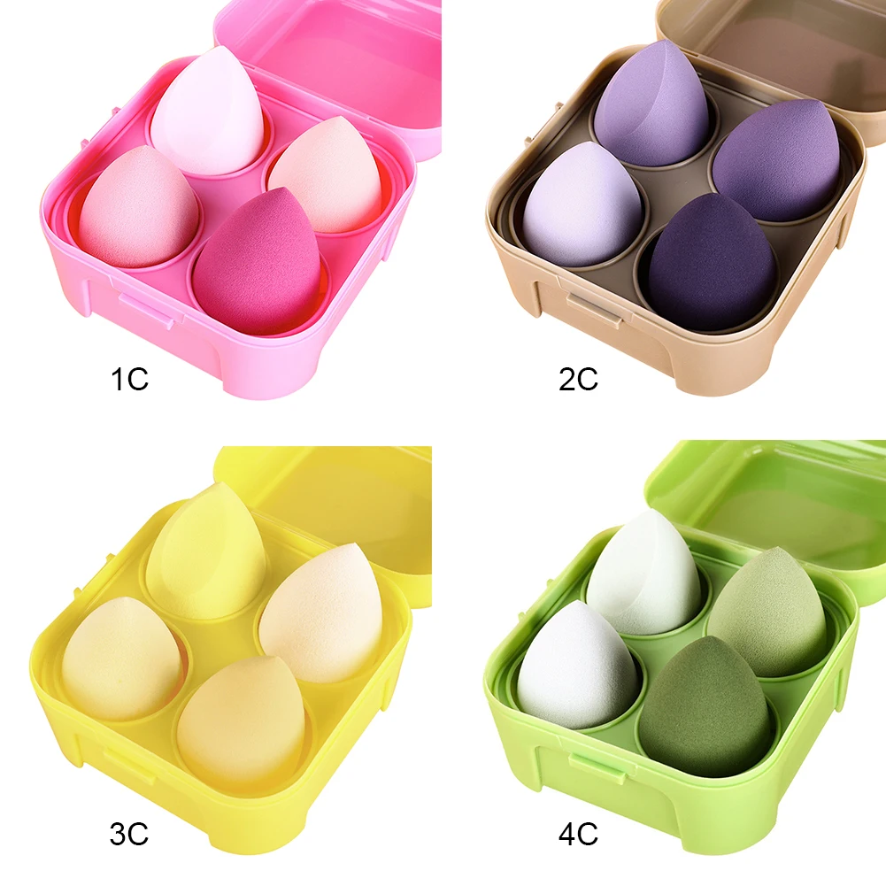 4pcs Makeup Blender Cosmetic Puff Makeup Tools Sponge With Storage Box Foundation Powder Sponge Beauty Tool Women Make Up