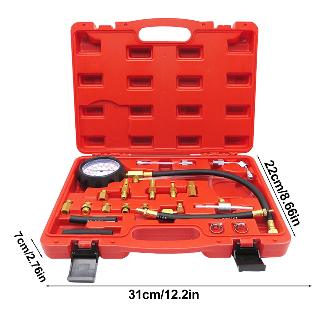 Kit de medidor de presión de combustible, manómetro de inyección de Gas de gasolina, 140PSI, juego de herramientas de probador de presión de bomba de inyección de combustible