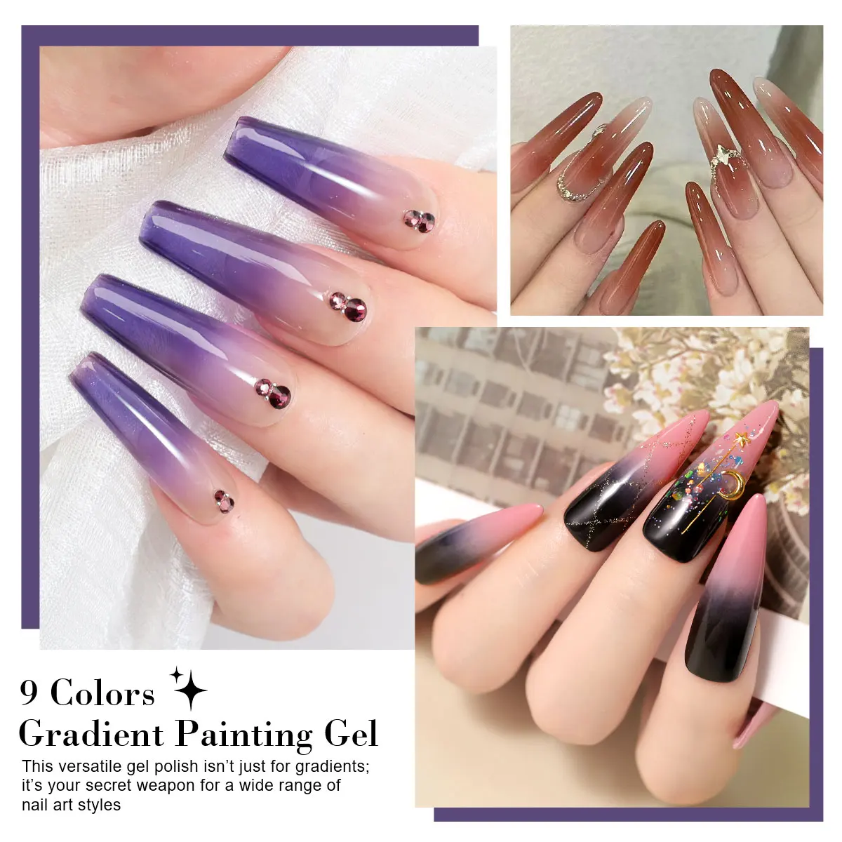 Conjunto de gel de pintura gradiente LIMEGIRL, kit de verniz em gel de pintura Pat sem lavagem, esmalte em gel brilhante de 36 cores de alta saturação