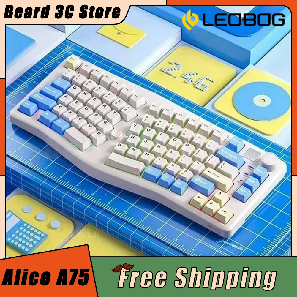 

Leobog Alice A75 Keyboard Wireless Bluetooth Tri Mode Rgb Mechanical Keyboard Knob Hot Swap Customized Gamer Keyboard Pc Gamer