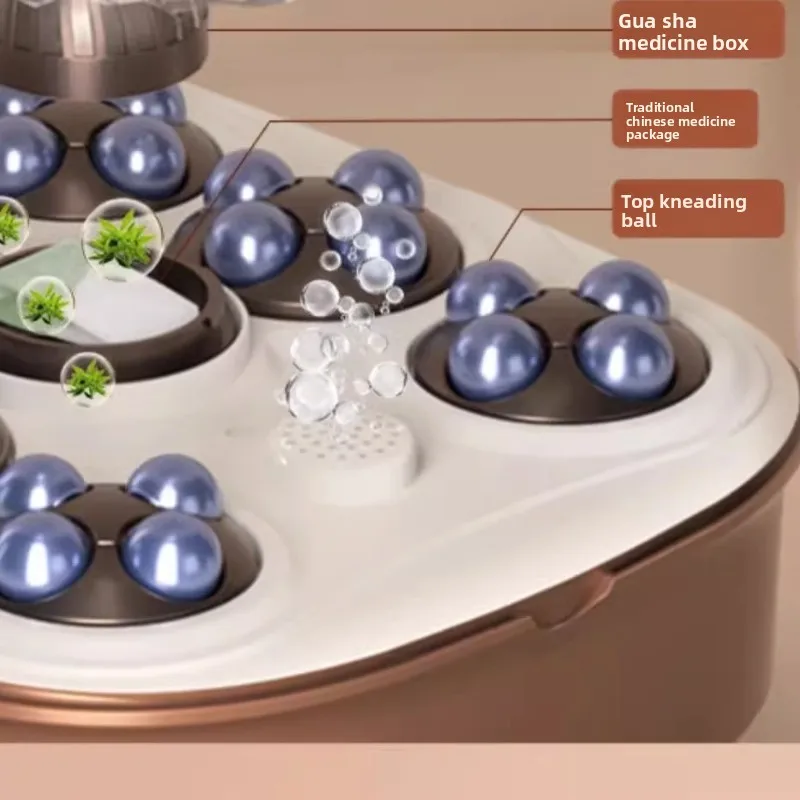 Heated Electric Foot Bath Tub LED Display Automatic Massage Basin Red Light Bubbles Scraping Modes Deep Design Remote Control