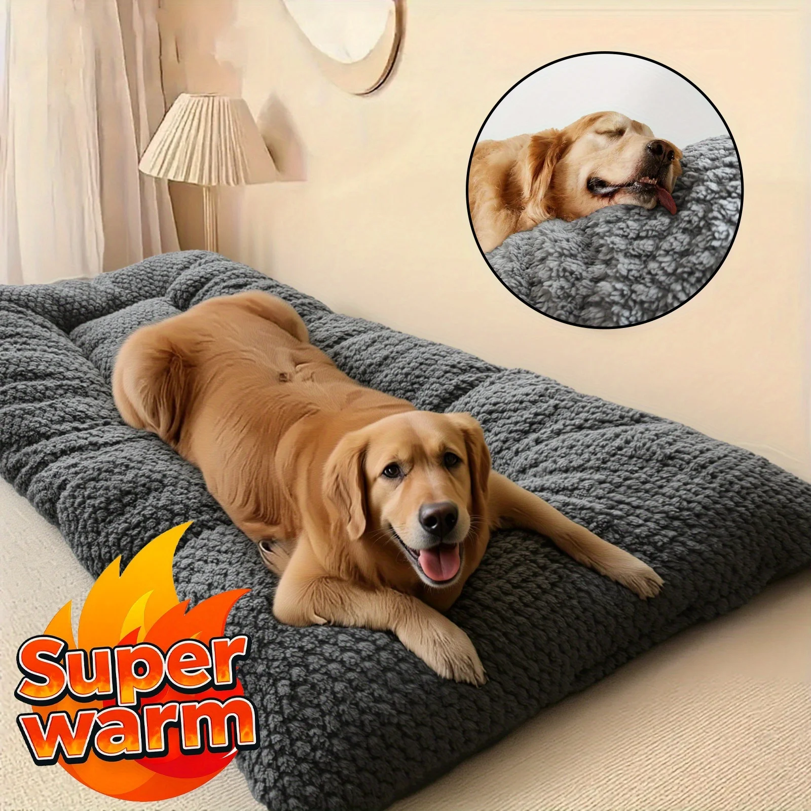 Coussin de caisse en peluche Extra-large pour chien, lit pour animaux de compagnie avec oreiller, bords surélevés, matelas en Polyester Ultra doux pour petits, moyens et grands chiens