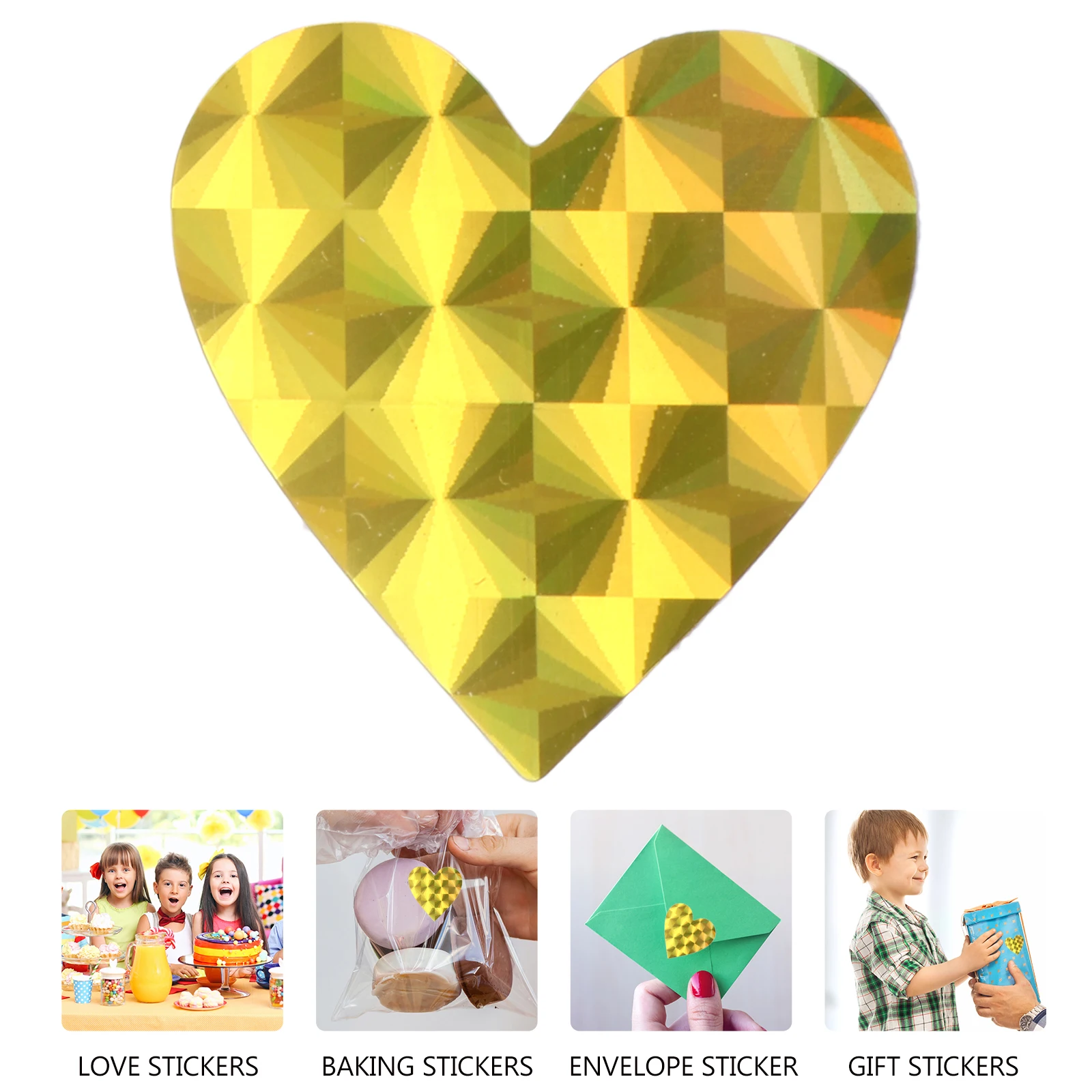 

Love Stickers Wedding Present Decals Shiny Sealing Gift Bags Labels Decorative Laser Paper Heart Father