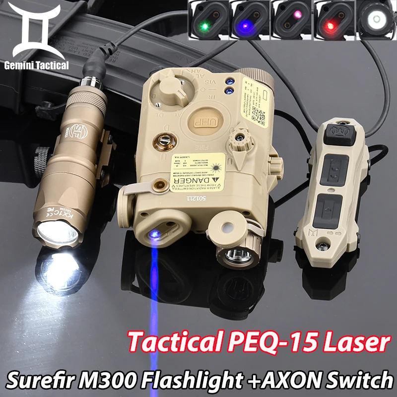 

WADSN Tactical PEQ15 Red/Green/Blue Laser+IR Fill Light Flashlight Surefir M300 Flashlight Hunting Weapon Scout Lamp AXON Switch
